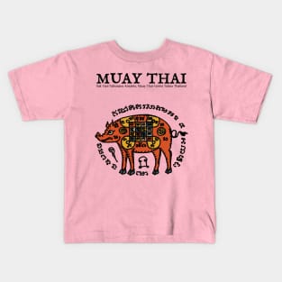 Muay Thai Sak Yant Pig Tattoo Kids T-Shirt